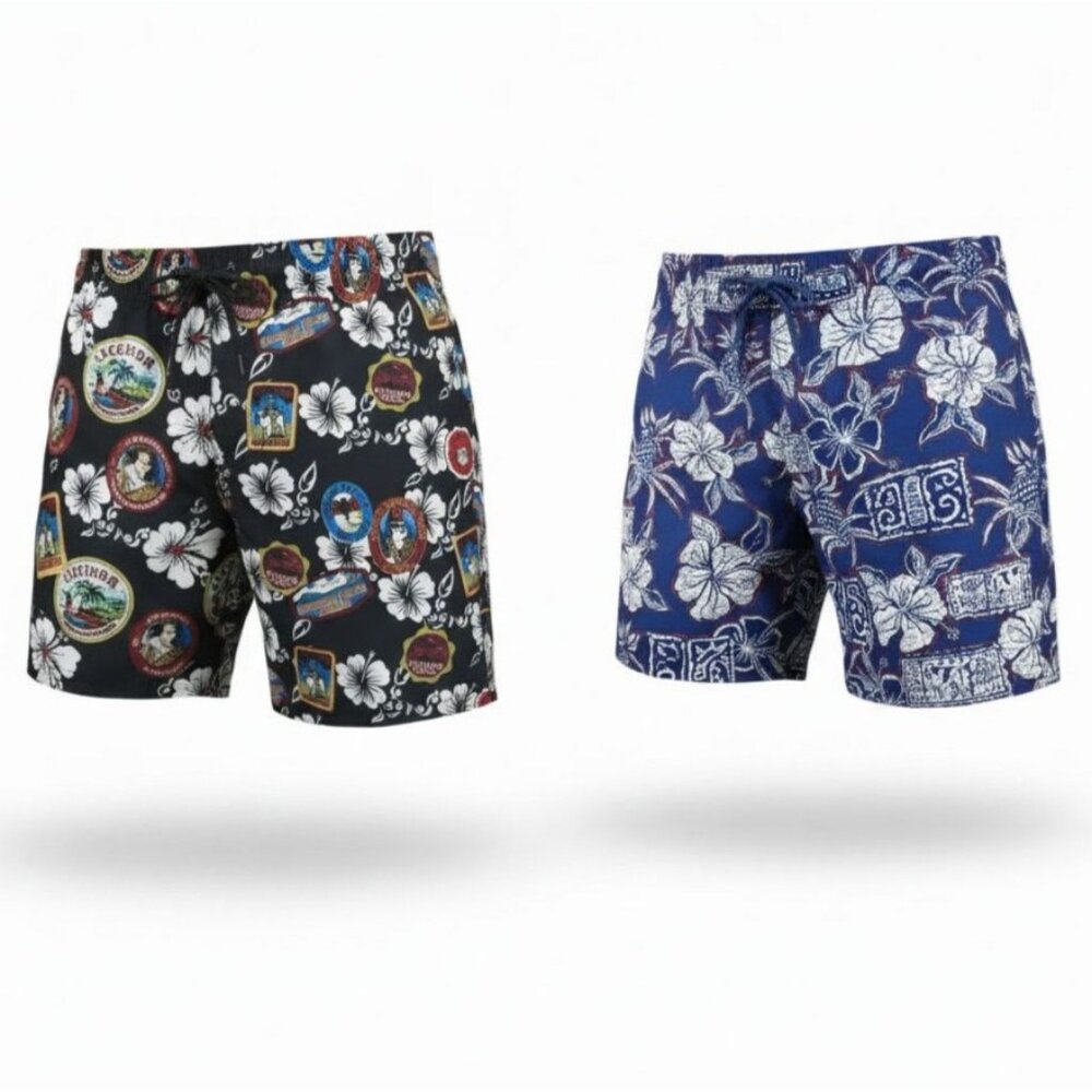 2 Pair Vtg Y2K Big Dogs Men’s Swim Trunks Board Shorts Size 3X Drawstring Waist